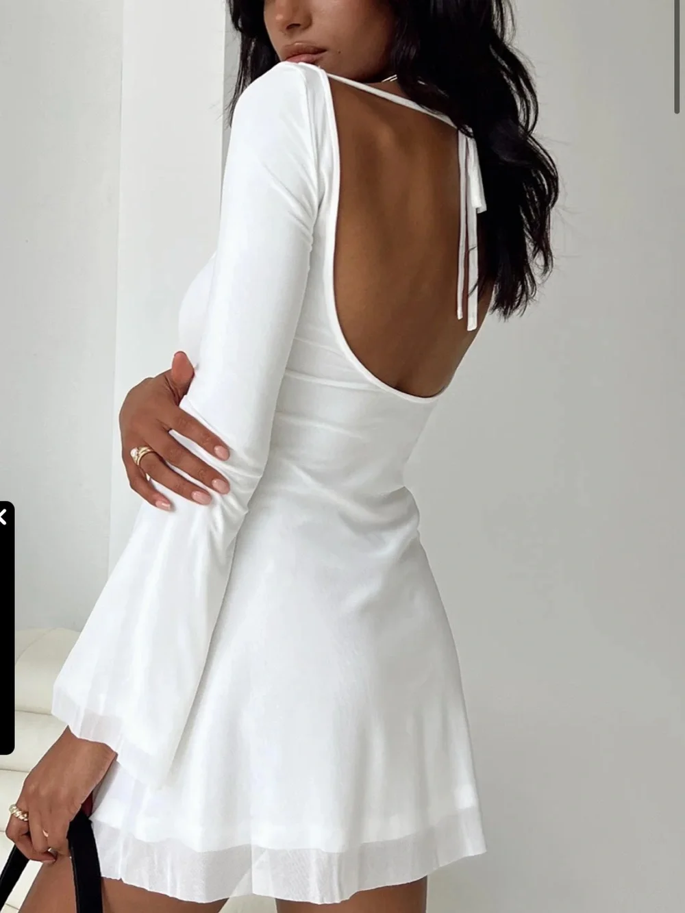 Lukea Long Sleeve Mini Dress White Size US 4 EUC - Picture 12 of 13